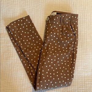 Anthropologie Slim Fit Brown Polka Dot Pants